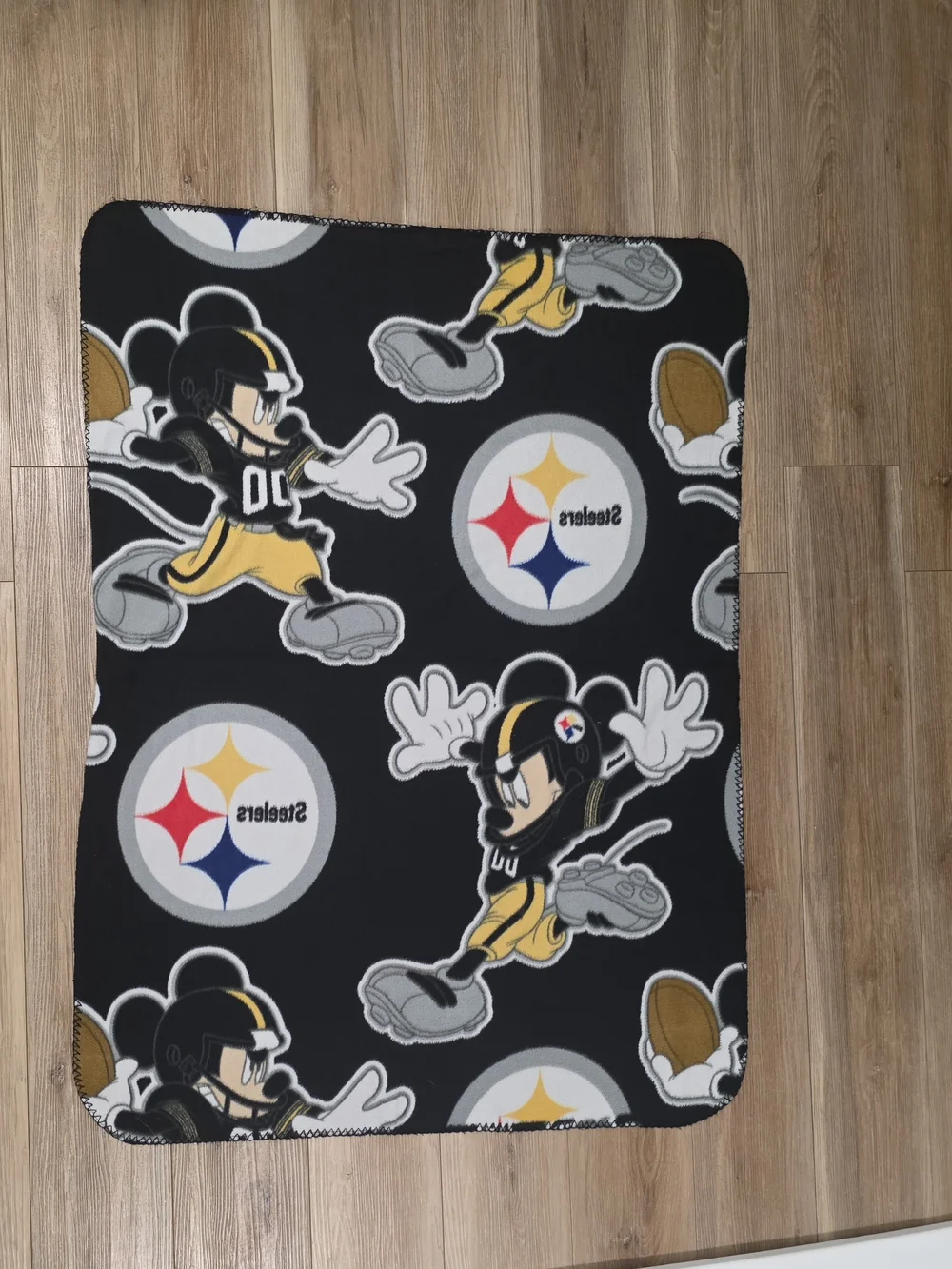 Kids Black Mickey Mouse Pittsburgh Steelers Fleece Blanket